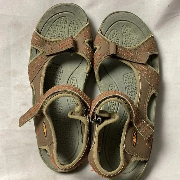 KEEN WOMENS SIZE 6 SANDALS BROWN AND GRAY HOOK LOOP CLOSURE CLEAN - Picture 3 of 13